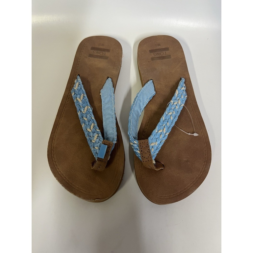 Toms Blue Brown Sandals Women's Size 6
